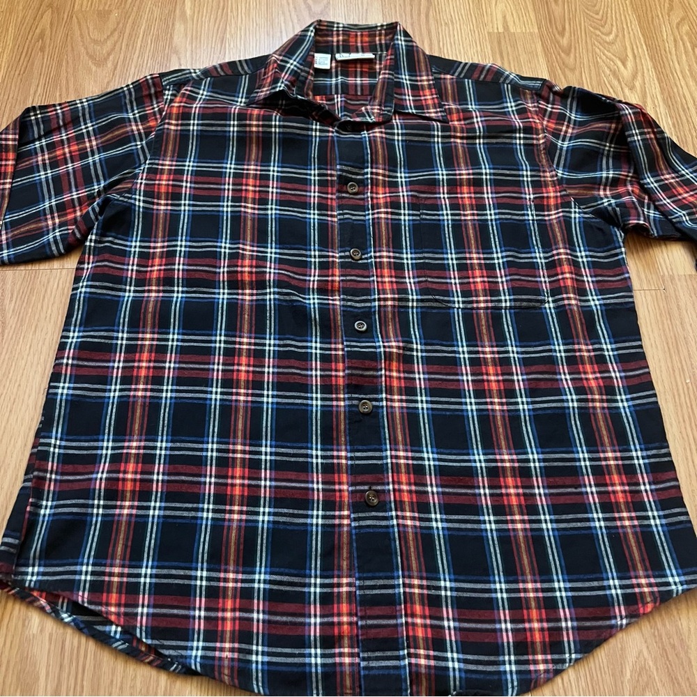 Rafaella Women’s 100% Cotton Button Down Plaid Flannel Top Size 8 Holiday Colors - Picture 2 of 8